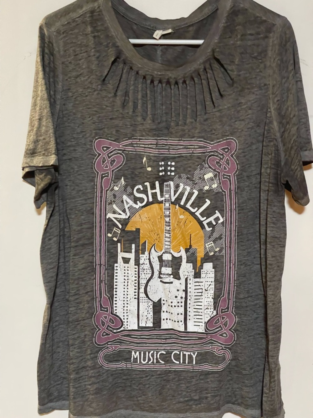Cato Gray Nashville Music City Graphic Tee with Purple and Gold Accents